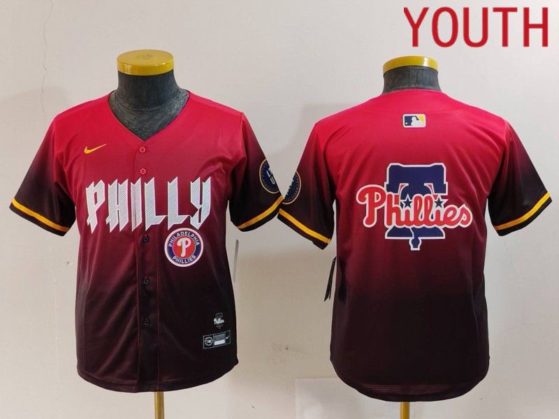 Youth Philadelphia Phillies Blank Red City Edition 2024 Nike MLB Jersey style 6